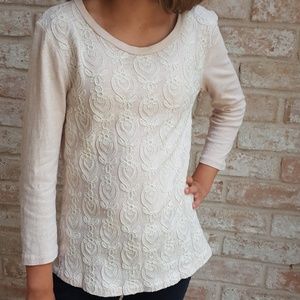 J. Crew | nude embroidered crew neck tee S